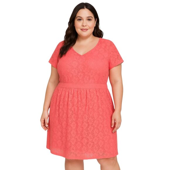 Isaac Mizrahi Live! Dress Short Sleeve Salmon Women's Woman's Size Large - Picture 1 of 8